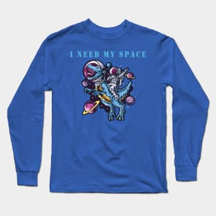 i need space astronaut dabbing in space on a trex Long Sleeve T-Shirt